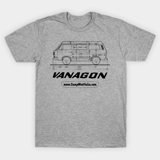 Vanagon Technical Drawing, light T-Shirt by CampWestfalia